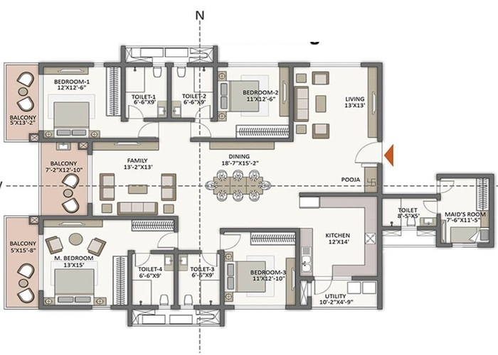 Century Kindle 3 BHK Floor Plan